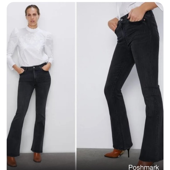 Zara The High Waist Skinny Flare In black size 2 - Picture 3 of 12